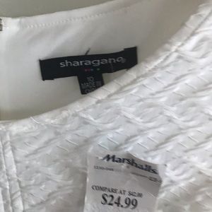 Sharango fit & flare textured white dress